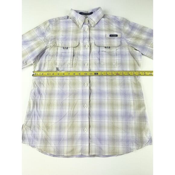Columbia PFG Super Bahama Shirt Women’s Small Plaid Long Sleeve Vented Purple - Picture 4 of 8